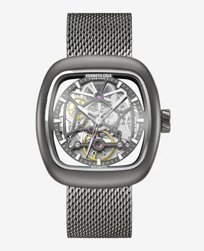 Kenneth Cole Skeleton Automatic Bracelet Watch With 3-strap Set In Gray