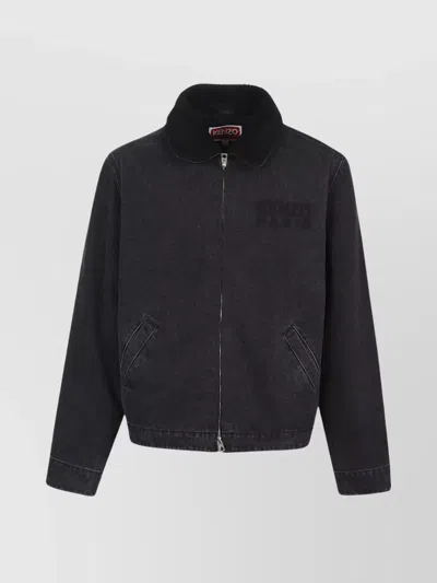 Kenzo Stylish Jacket With Embroidered Design And Pockets In Black
