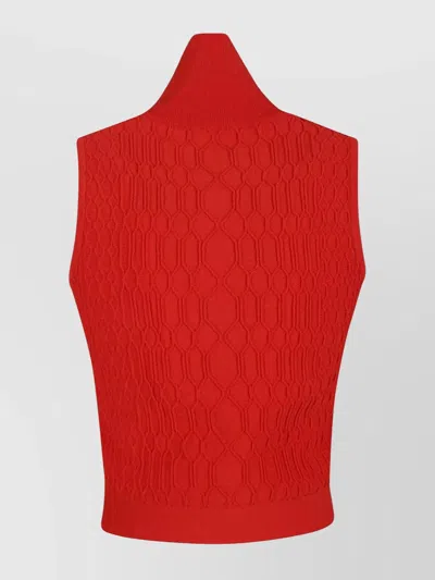 Balmain Textured High Neck Sleeveless Top In White