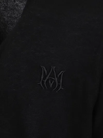 Amiri Black Cashmere Cardigan With V-neck And Button-down Front In Blue