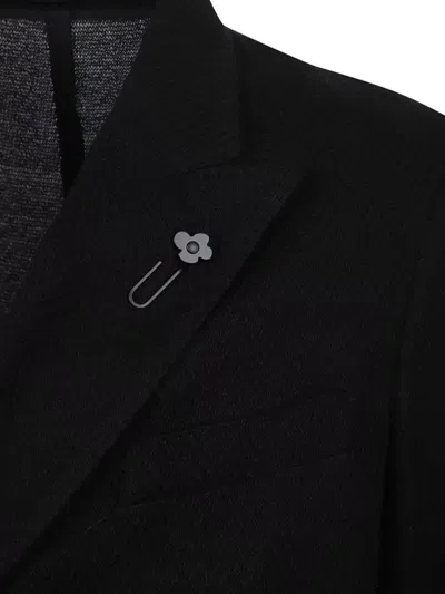 Lardini Double-breasted Blazer With Notch Lapel In Black