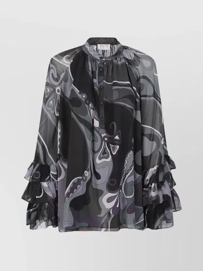 Pucci Viscose Blouse With Abstract Print In Black
