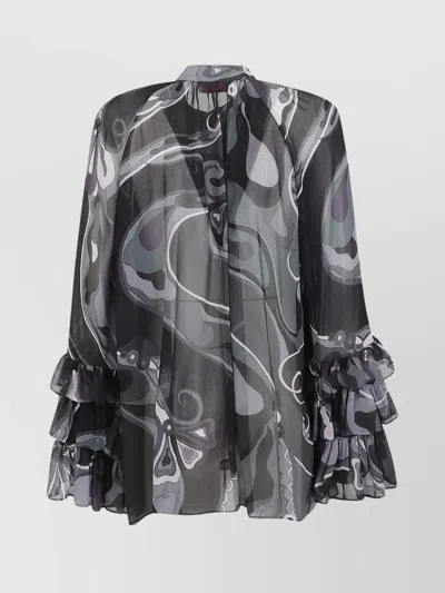Pucci Viscose Blouse With Abstract Print In Black