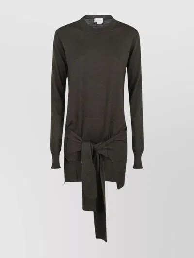 Stella Mccartney Knit Jumper With Tie Detail And Ribbing In Gray