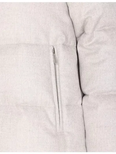 Moorer Hooded Quilted Jacket Zip Pockets In White