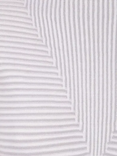 Emporio Armani Fitted Striped Long Sleeve Knit Top In White