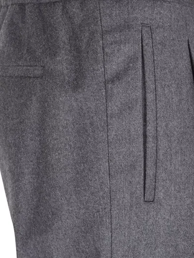 Lardini Stretch Combed Flannel Trousers In Gray