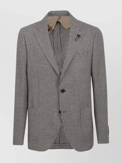 Lardini Houndstooth Patterned Tailored Jacket In Gray