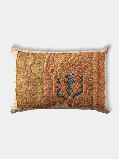 By Walid 19th-century French Napoleon Iii Aubosson Tapestry Wool And Damask Cushion (27.5in/70cm) In Brown