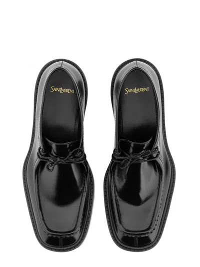 Saint Laurent Derby Loafer With Round Toe And Low Heel In Black
