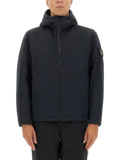 Stone Island Hooded Quilted Jacket Side Pockets In Multi
