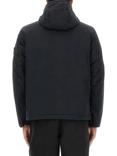 Stone Island Hooded Quilted Jacket Side Pockets In Multi