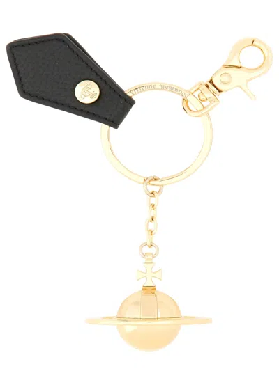Vivienne Westwood Gold Metal 3d Orb Keyring In Multi
