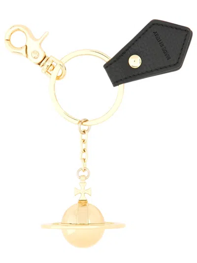 Vivienne Westwood Gold Metal 3d Orb Keyring In Multi