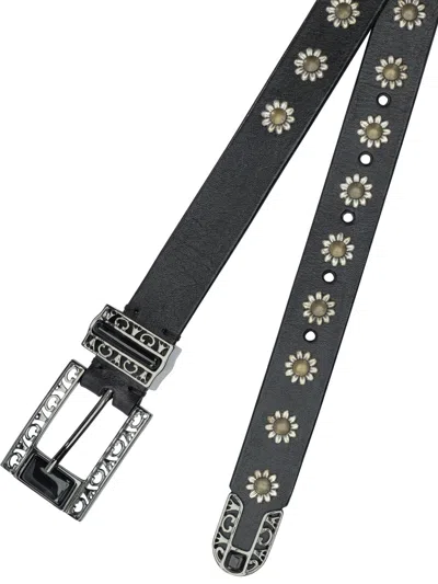 Golden Goose Belt With Embroidery Belts Black In Brown