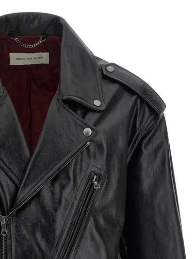 Dries Van Noten Lodz 2370 Belted Jacket With Floral Detail In Black