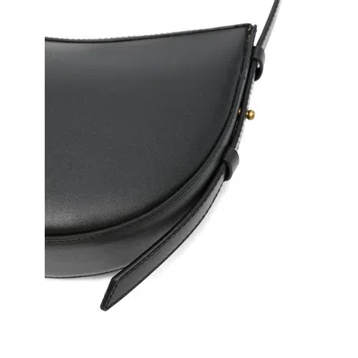 Soeur Contemporary Crescent-shaped Black Leather Shoulder Bag In Black