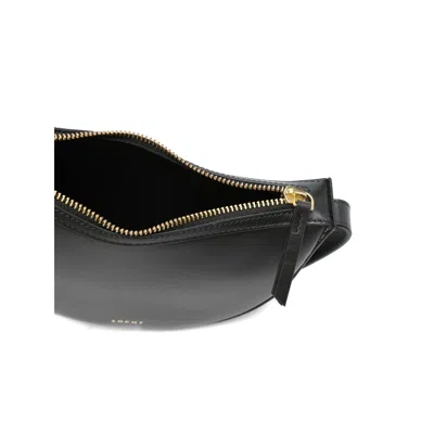 Soeur Contemporary Crescent-shaped Black Leather Shoulder Bag In Black