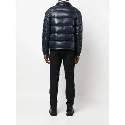 Moncler Maya Hooded Short Down Jacket In Blue