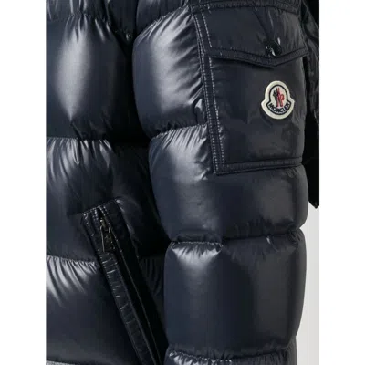 Moncler Maya Hooded Short Down Jacket In Blue