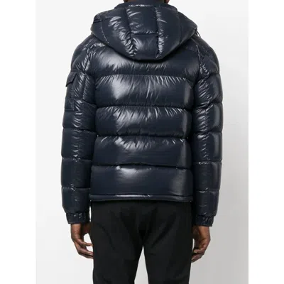 Moncler Maya Hooded Short Down Jacket In Blue