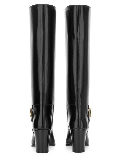 Saint Laurent Black Smooth Leather Julia Boots In Black