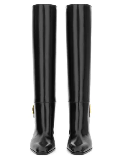 Saint Laurent Black Smooth Leather Julia Boots In Black