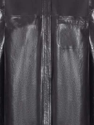 Sportmax Oversized Leather Jacket And Pocket In Black