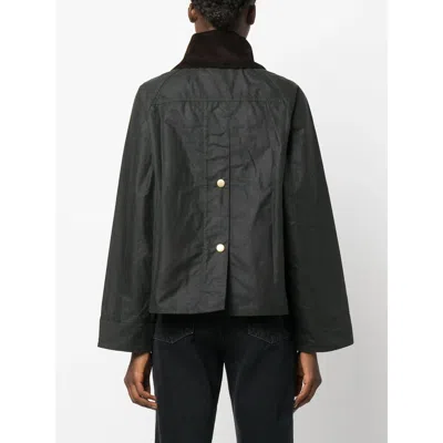 Barbour Oversized Jacket With Corduroy Collar In Black