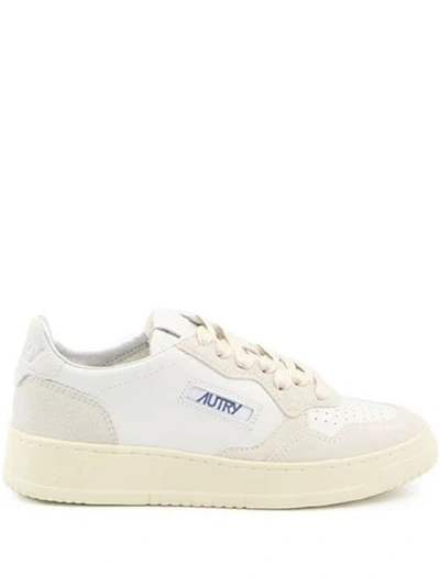 Autry Medalist Sneakers In Leather With Suede Inserts In Neutral
