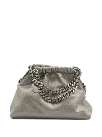 Stella Mccartney Falabella Mini Drawstring Bag Eco Shiny In Gray