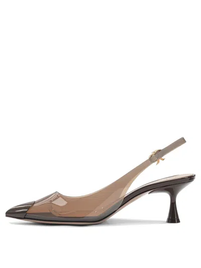 Gianvito Rossi Transparent Slingback Kitten Heel Pumps In Brown