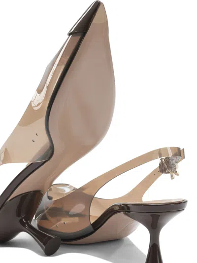 Gianvito Rossi Transparent Slingback Kitten Heel Pumps In Brown