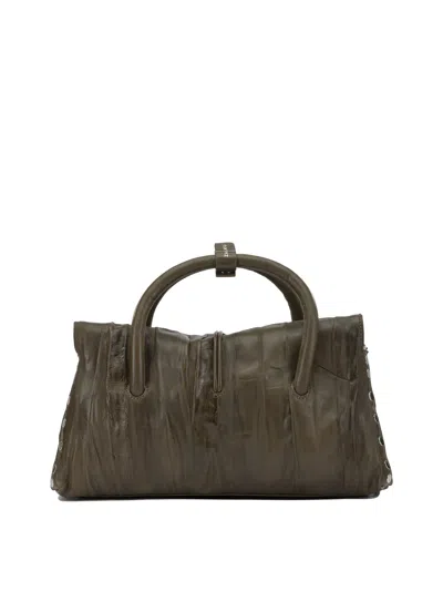 Zanellato Pleated Design Hand Bag With Detachable Strap In Green