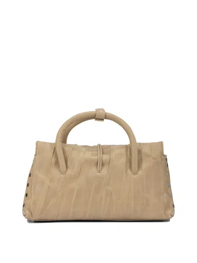 Zanellato Pleated Design Hand Bag Studs In Brown