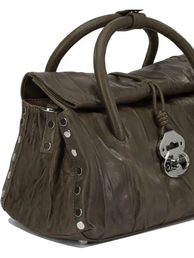 Zanellato Pleated Design Hand Bag With Detachable Strap In Green