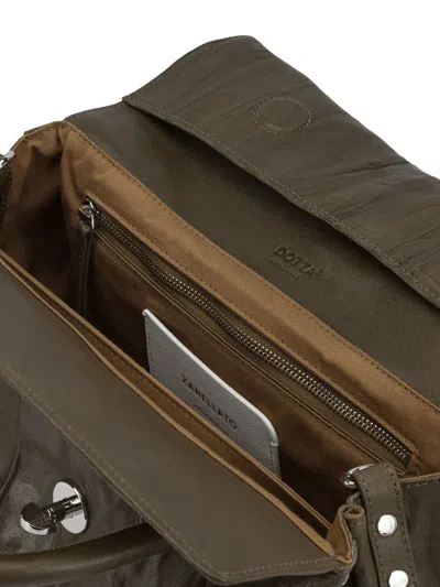 Zanellato Pleated Design Hand Bag With Detachable Strap In Green