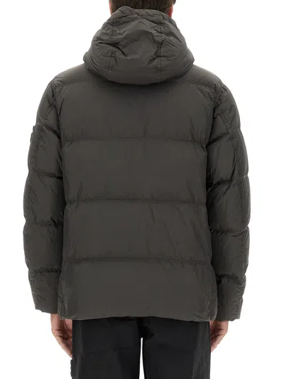 Stone Island Down Jacket "crinckle Reps Ny" In Black