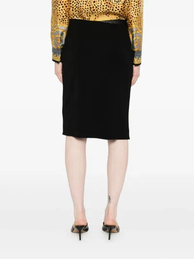 Versace Draped Skirt With Embellishment In Black