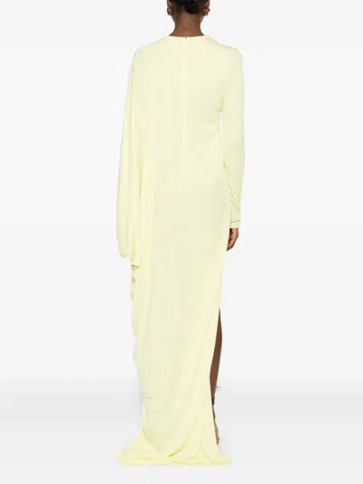 Tom Ford Long Sleeve Evening Gown With Asymmetric Hem In Yellow