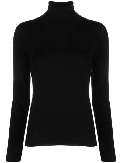 Zanone Fine-knit Certified Flexwool Slim Fit Turtleneck Sweater In Black