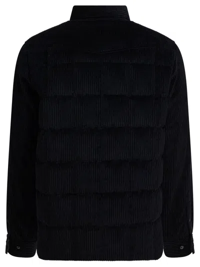 Moncler Corduroy Shirt Jacket Featuring Chest Pockets In Black