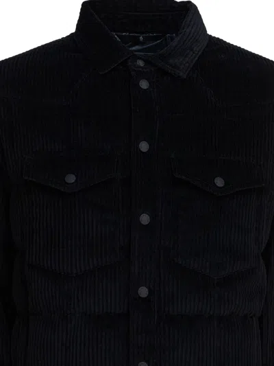 Moncler Corduroy Shirt Jacket Featuring Chest Pockets In Black