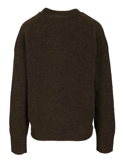 Filippa K Heavy Crewneck Sweater Knitted In Soft Wool/yak Blend Knitwear Green In Brown