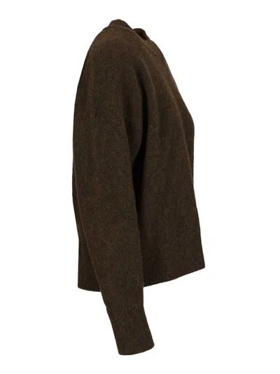 Filippa K Heavy Crewneck Sweater Knitted In Soft Wool/yak Blend Knitwear Green In Brown