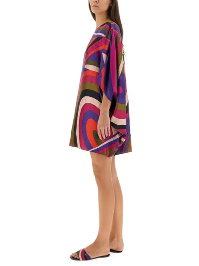 Pucci Iris Print Silk Short Kaftan Clothing In Multi