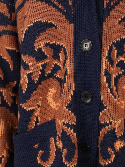 Etro Wool Cardigan In Blue