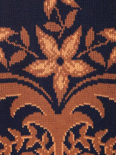 Etro Wool Cardigan In Blue