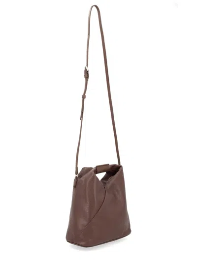 Mm6 Maison Margiela Triangular Design Crossbody Bag With Adjustable Strap In Brown