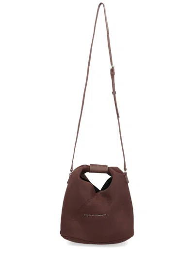 Mm6 Maison Margiela Triangular Design Crossbody Bag With Adjustable Strap In Brown